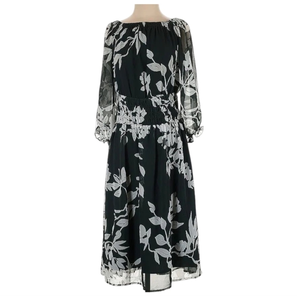 Eva Mendes New York & Co. Chiffon Off the Shoulder Floral Midi Dress, XL - Picture 1 of 6